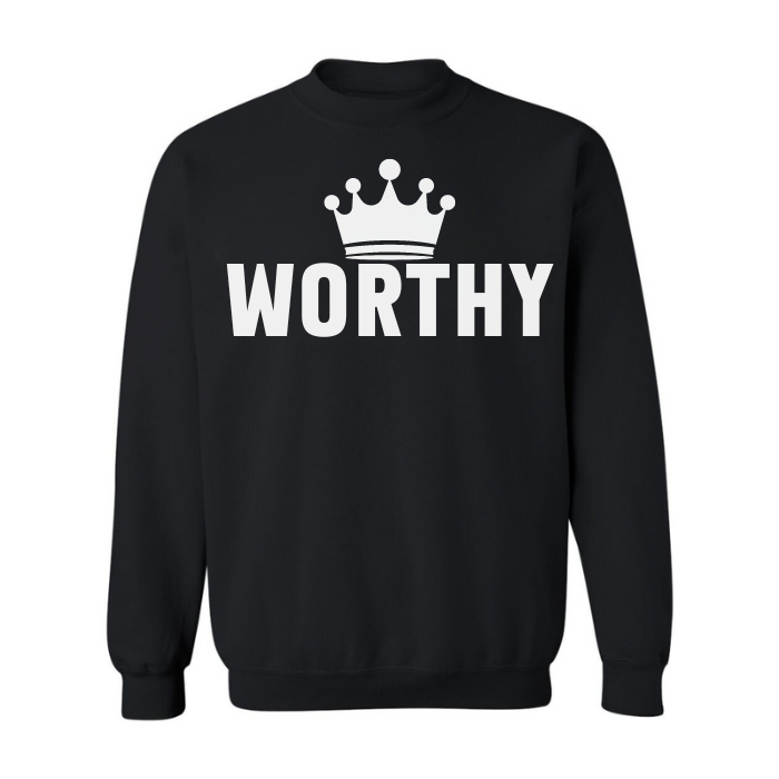 Mental health and self love inspired, black long sleeve sweater. best online find for inspirational clothing, ideal for promoting mental wellness.