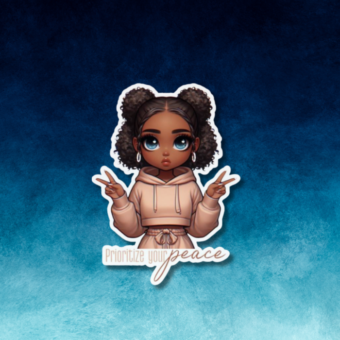 peace affirmation quote sticker on a blue gradient background