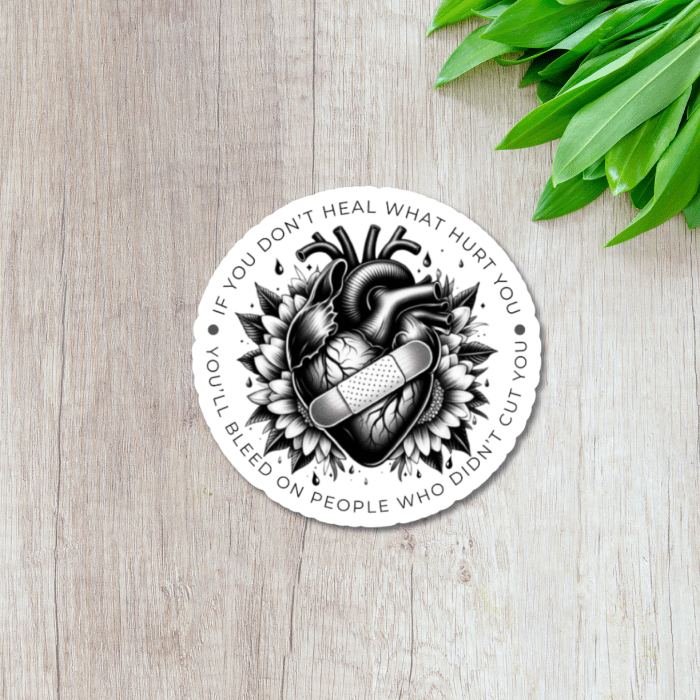 Broken Anatomical Heart Floral Design Sticker