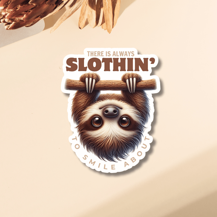Cute and funny mental health quote with brown sloth sticker