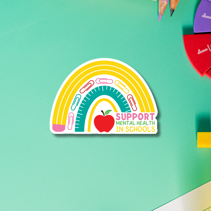 support mental health in schools inspired quote with rainbow school elements