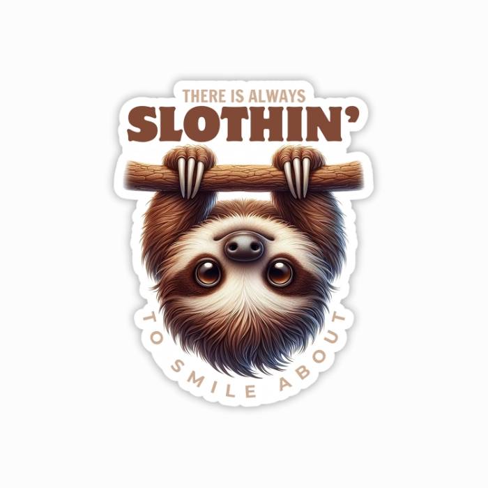 Sloth Design Mental Health Sticker: Encouraging Quote for Happiness