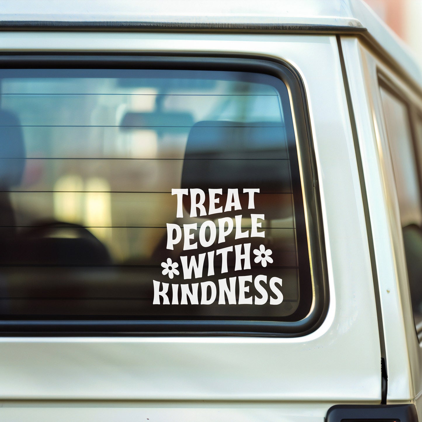 Treat People With Kindness Decal - White Mirror Sticker Vinyl Decal.