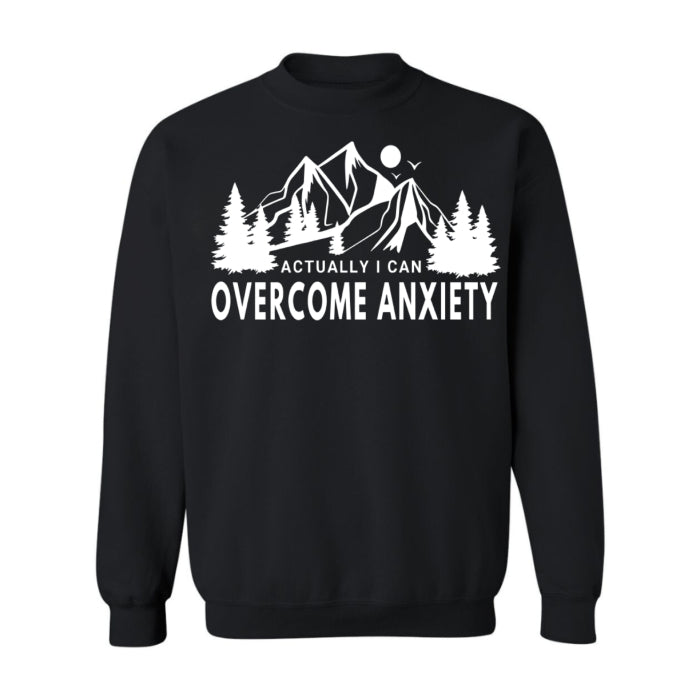 "Overcome Anxiety" long sleeve sweatshirt, cozy and legging-friendly, perfect for a laid-back day, ideal for full-figured women.