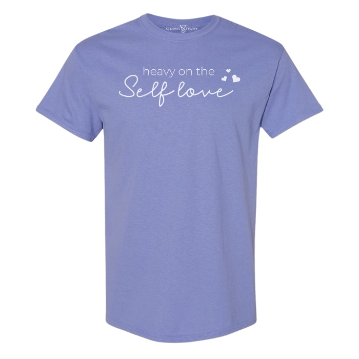 Cute text-based self love tee, with heart accents, great for mental health advocates seeking to spread awareness.