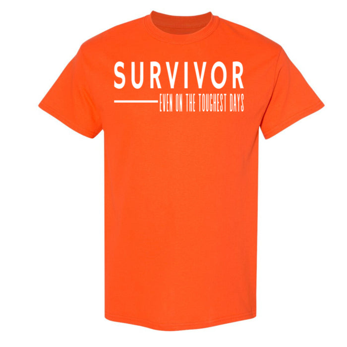Premium soft cotton short sleeve t shirt, with an empowering message of survival, in white bold font. Pairs well with denim jeans or boots.