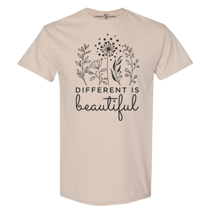 Women's high quality tee on a budget, showcased with a printed floral design and inspirational mental health inspired quote. Great for seasonal wear or everyday casual outings.