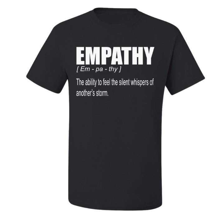 Women's plus size Empathy Definition T-shirt in black and white,. Ideal for pairing with your favorite denim.