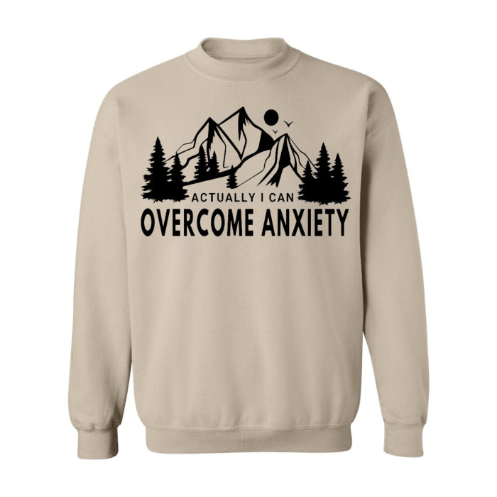 Women's popular 4X "Overcome Anxiety" pullover sweatshirt, a comforting choice for those who face anxiety. Pairs well with leggings for a relaxed look.
