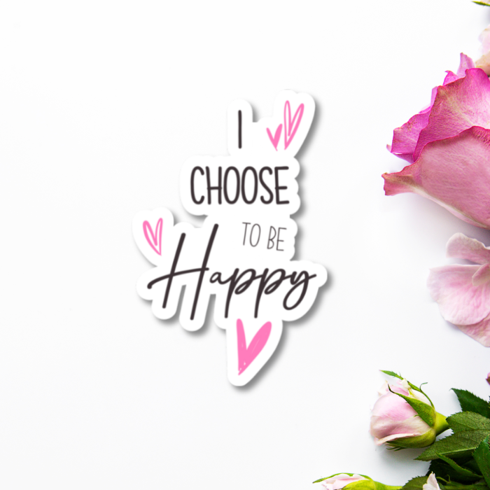 choose happy affirmation text based sticker on a white background