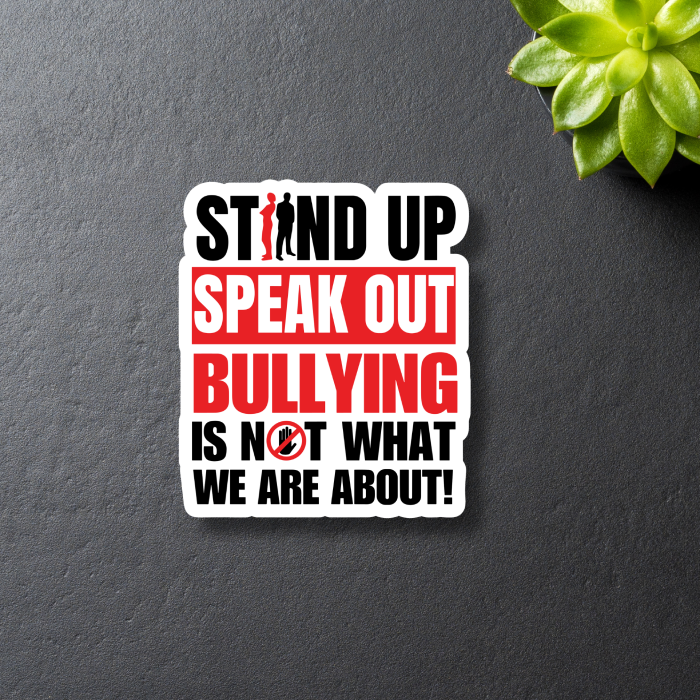 Anti bullying red and black text quote on black background