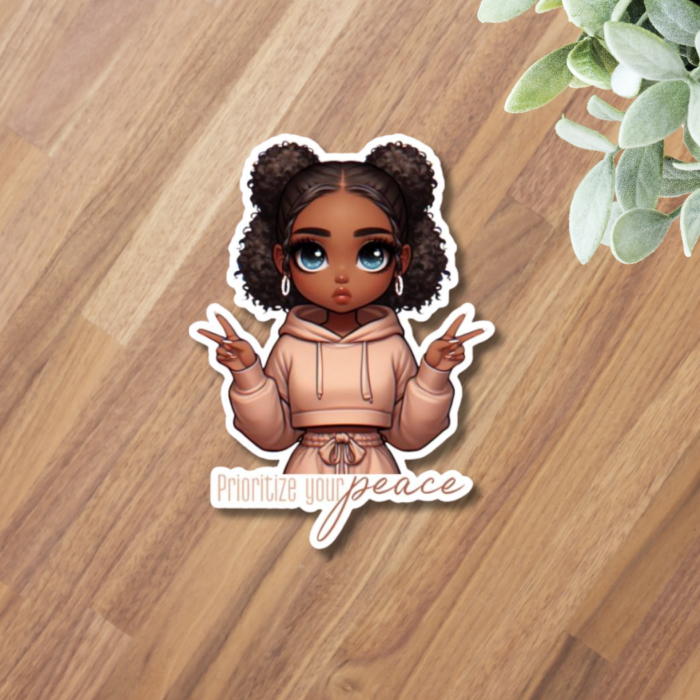 beautiful black girl with peace quote text on sticker 