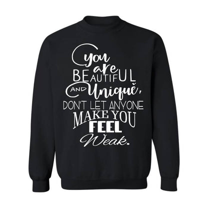 Uplifting "You Are Beautiful" premium long sleeve sweatshirt, soft and comfortable. great for layering in winter, pairs well with leggings or joggers.
