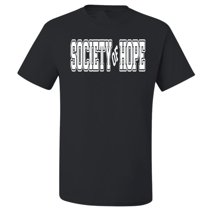 Women's black casual shirt, with Hope inspired wording in bold white font, great for a boost of hope and everyday inspiration.