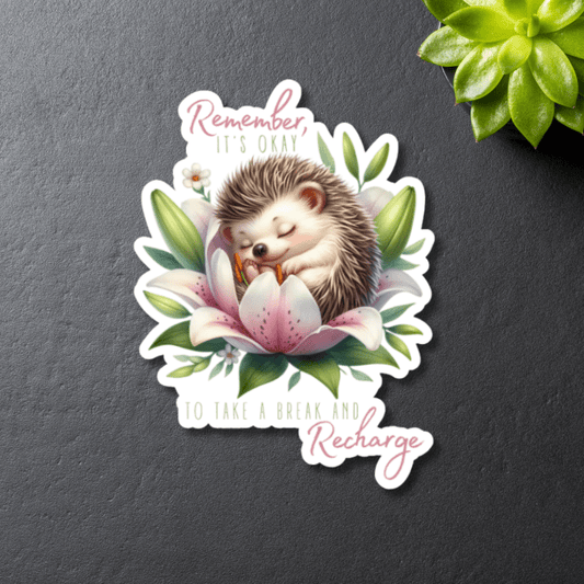 close up of baby animal sleeping in flower bed with inspirational quote