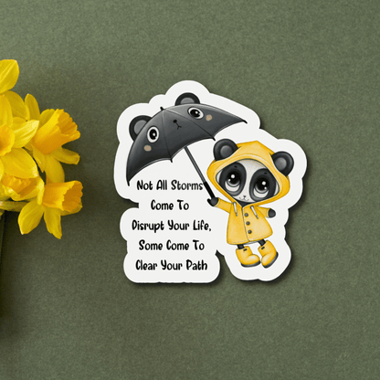 Cute Baby Panda and Umbrella Sticker