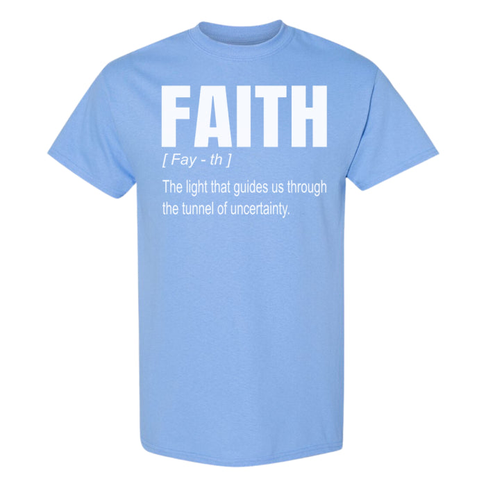 Faith Definition T-shirt For Women In Carolina Blue. Great for Christian Women for Faith.