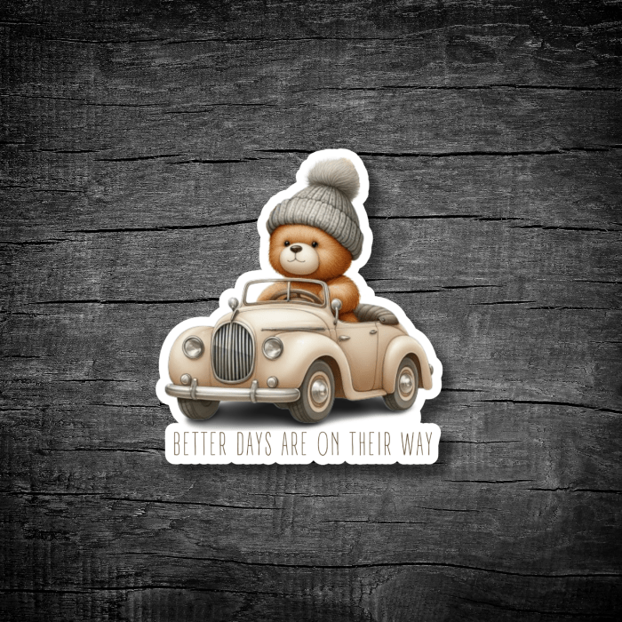 Positive Quote with watercolor teddy bear sticker
