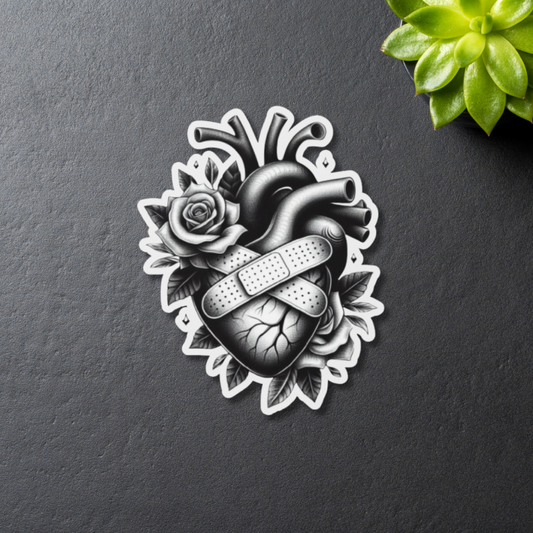 healing heart tattoo sticker - stormy vision