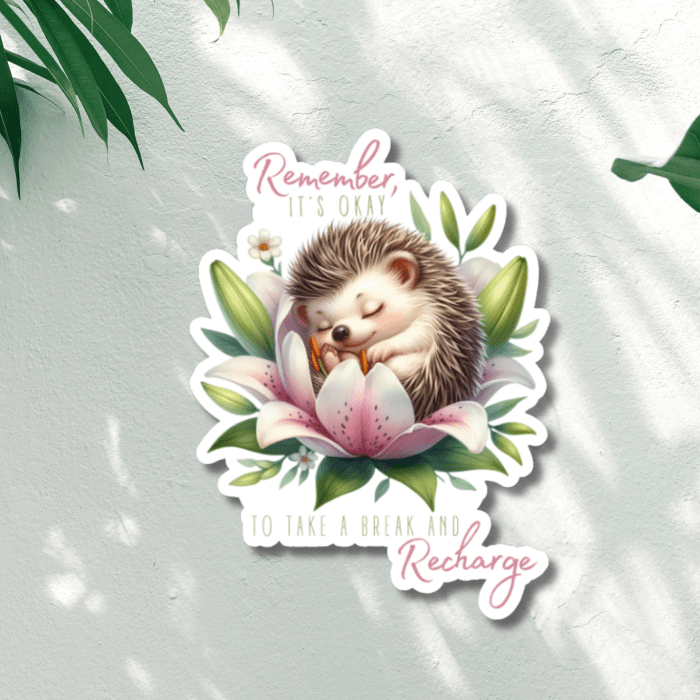 inspirational text sticker in pink and green watercolors