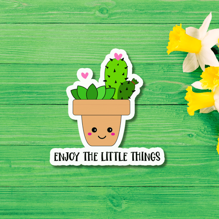 Enjoy The Little Things - Kawaii Flower Sticker