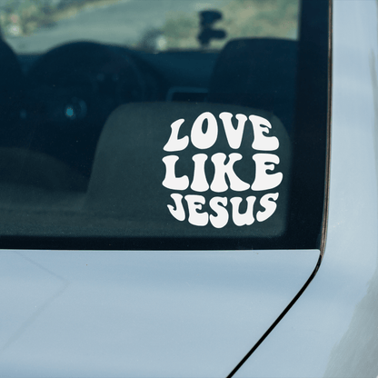 Matte White Window Decal For Cars - Love Like Jesus Faith Sticker