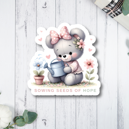 mental health teddy bear watercolor quote sticker