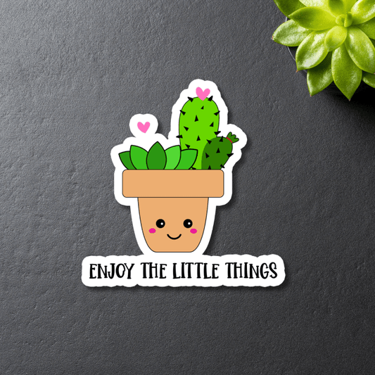 Cute Flower Pot Kawaii Sticker with text quote