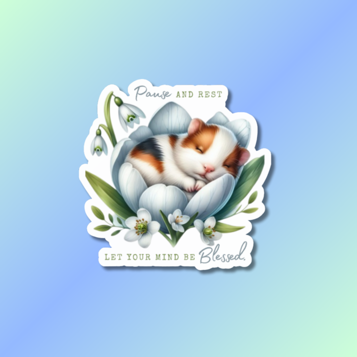 Pastel watercolor sticker on a gradient background with rest and blessed quote