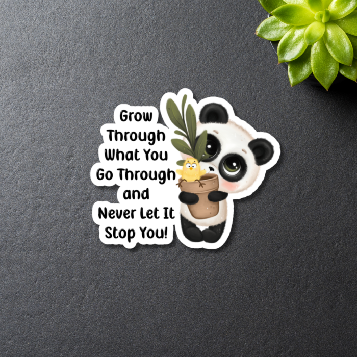 Cute Panda Flower Pot and Chick Positive Quote Sticker