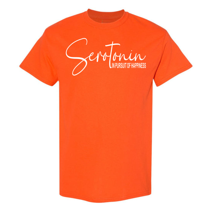 Inspirational happiness inspired t-shirt, with Serotonin quote. Great for an boost of positivity.