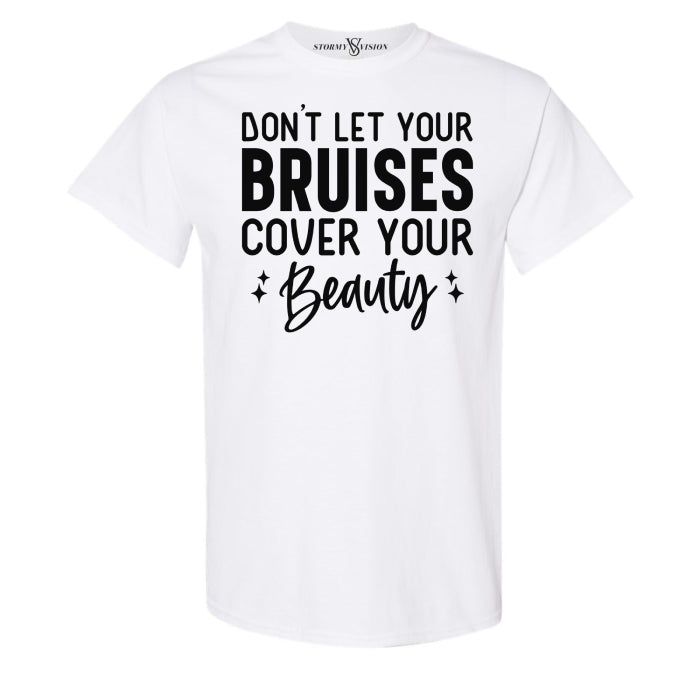 White crew neck graphic tee, designed to uplift and employ self love through positive messaging, great for mental health advocates and trauma survivors.