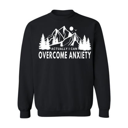 "Overcome Anxiety"  long sleeve sweatshirt, cozy and legging-friendly, perfect for a laid-back day, ideal for full-figured women.