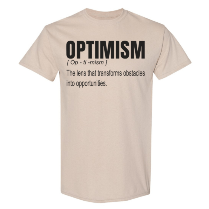 Best comfortable and versatile classic fit t-shirt, with inspirational definition encouraging an positive outlook on life.