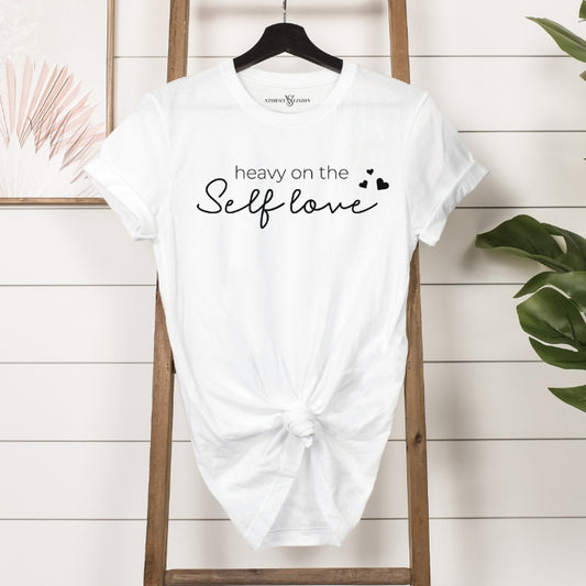 Inspirational cotton graphic tee, with self love quote, ideal for anyone embracing self-love, pairs well with leggings or joggers.