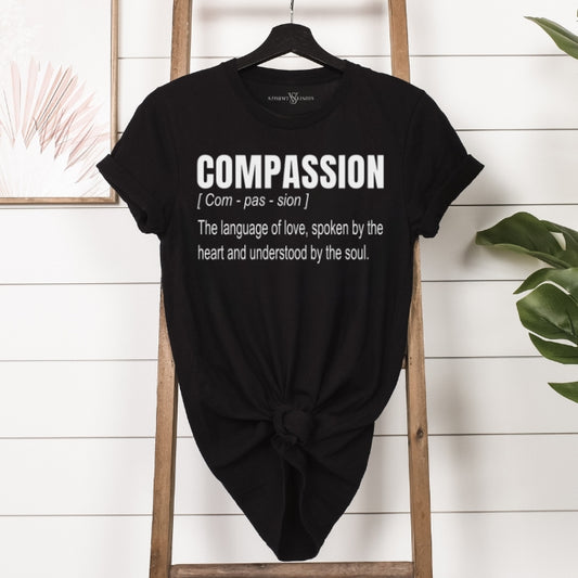 Compassion shirt for women, with language of love quote on front. Great for seasonal or everyday casual wear.