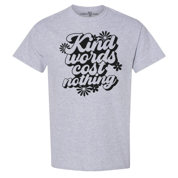 Women's Plus size Kind Words graphic tee, designed with a retro vibe. Perfect for spreading kindness, whether you're at work or out with friends.