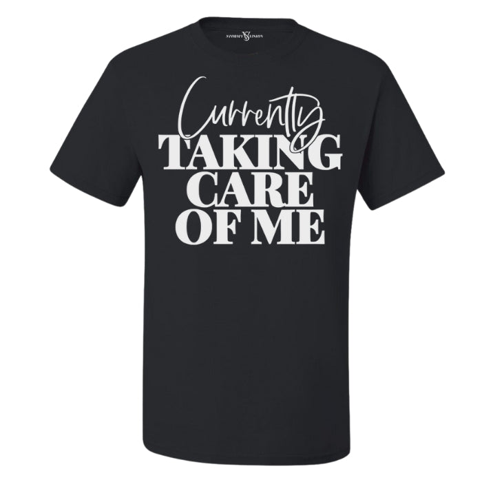 Women's plus size graphic tee, with encouraging self care quote. Great for everyday casual or seasonal wear.