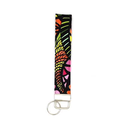 Bright Zen Tangle Wristlet Keychain on white background - Stormy Vision