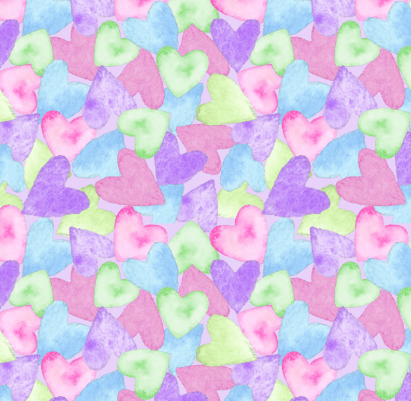 pastel heart printed fabric pattern - front view - Stormy Vision